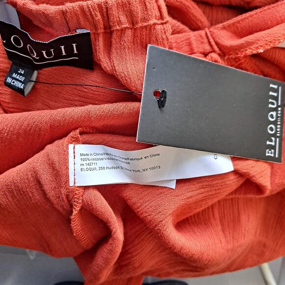 Eloquii Terracota Color Square Neck Top w 3/4 Puff Sleeve & Tie - Size 24 (NWT) - Picture 10 of 11